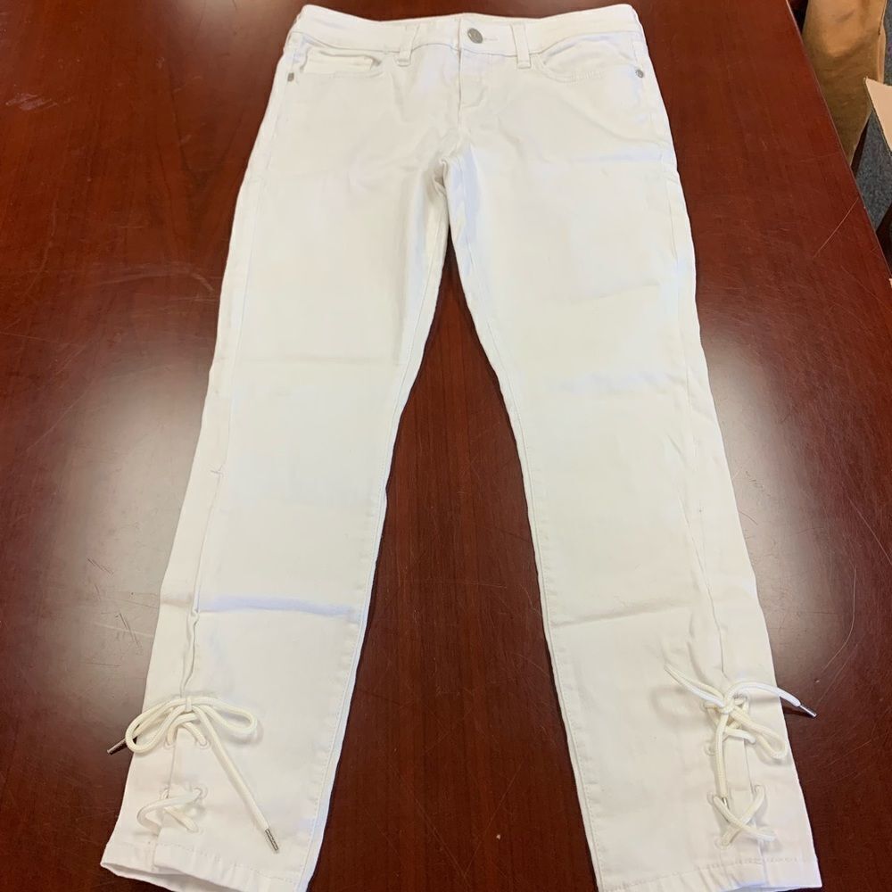 Pilcro and the Letterpress White Ankle Tie Jeans